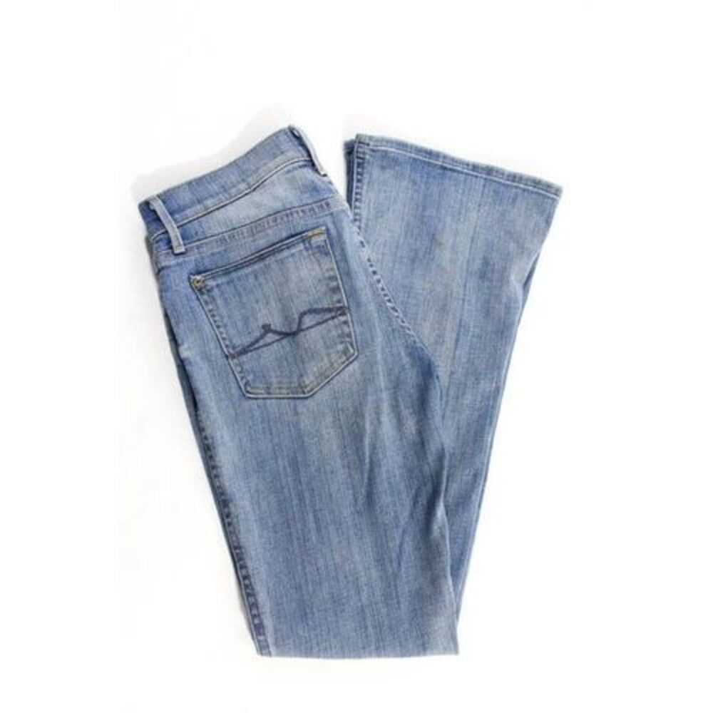7 For All Mankind Blue Cotton Zipper Fly Boot Cut Full Length Jeans Size 24